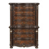 Ruth Tall Dresser Chest w Burl Inlays | 7 Drawers | Mahogany Brown Wood