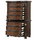 Ruth Tall Dresser Chest w Burl Inlays | 7 Drawers | Mahogany Brown Wood