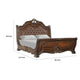 Ruth King Bed | Faux Leather Headboard w Burl Inlays | Mahogany Brown