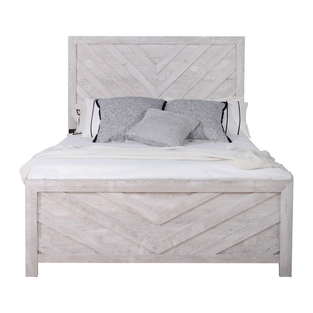 Bisca Cali King Bed w Chevron Patterned Design | Driftwood Gray Finish