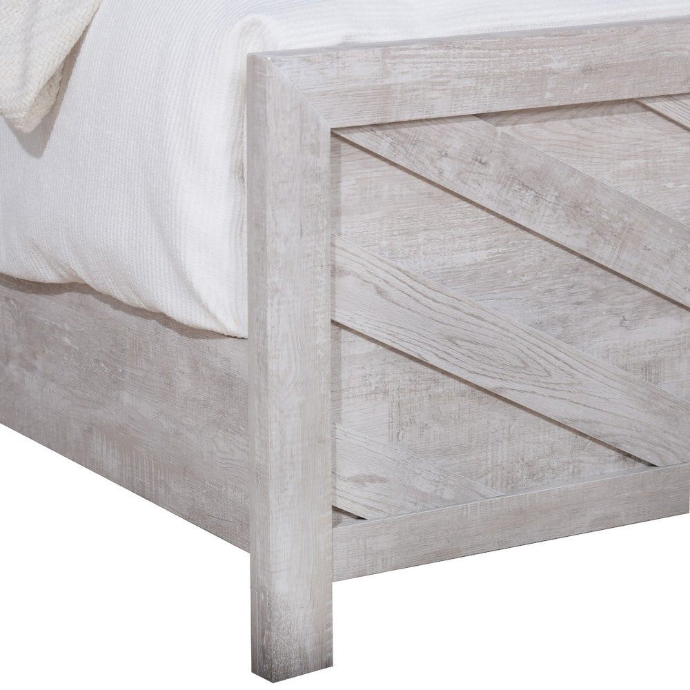 Bisca Cali King Bed w Chevron Patterned Design | Driftwood Gray Finish