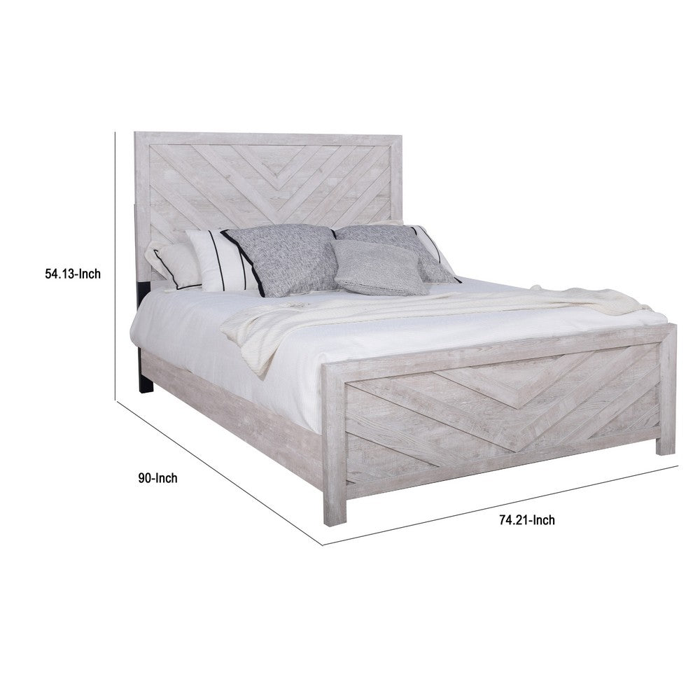 Bisca Cali King Bed w Chevron Patterned Design | Driftwood Gray Finish