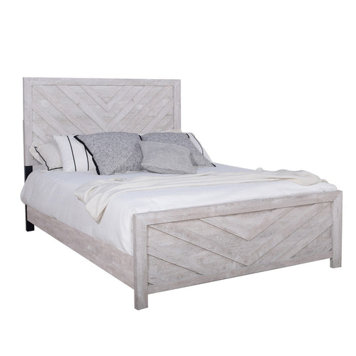 Bisca Queen Bed w Chevron Patterned Design | Driftwood Gray Finish