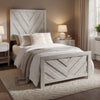 Bisca Full Bed w Chevron Patterned Design | Driftwood Gray Finish