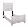Bisca Twin Bed w Chevron Patterned Design | Driftwood Gray Finish