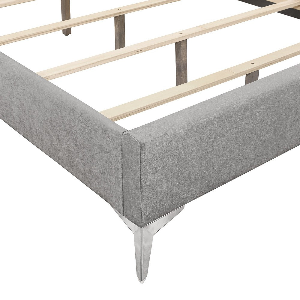 Sami King Bed | Metallic Crystal Button Tufting | Black Velvet Upholstery