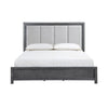 Odiy King Size Bed | Vertical Padded Gray Upholstery | LED Headboard