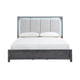 Odiy King Size Bed | Vertical Padded Gray Upholstery | LED Headboard