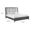 Odiy King Size Bed | Vertical Padded Gray Upholstery | LED Headboard