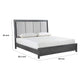 Odiy King Size Bed | Vertical Padded Gray Upholstery | LED Headboard
