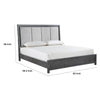 Odiy King Size Bed | Vertical Padded Gray Upholstery | LED Headboard