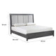 Odiy King Size Bed | Vertical Padded Gray Upholstery | LED Headboard