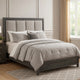 Odiy King Size Bed | Vertical Padded Gray Upholstery | LED Headboard