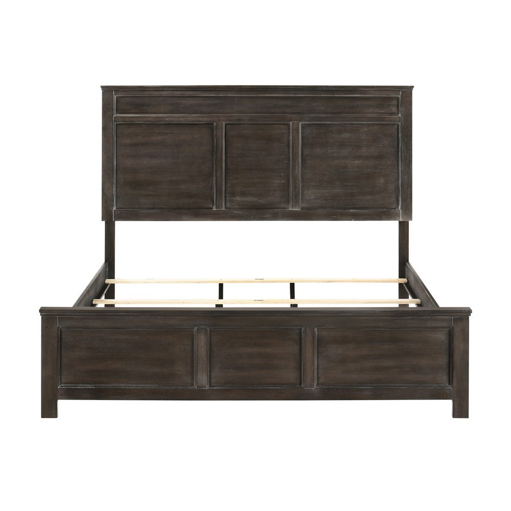 Aani Queen Size Bed | Framed Headboard | Farmhouse Nutmeg Brown