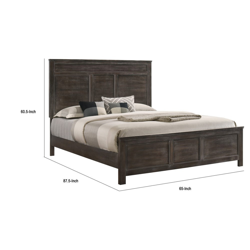 Aani Queen Size Bed | Framed Headboard | Farmhouse Nutmeg Brown