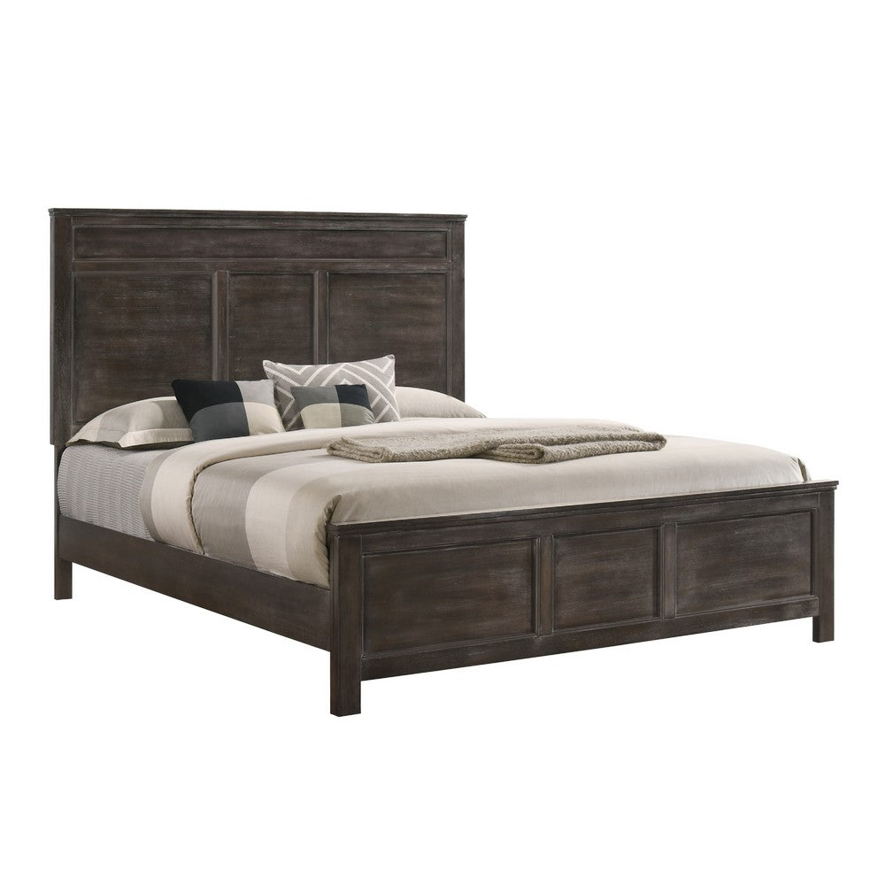 Aani Full Size Bed | Framed Headboard | Farmhouse Nutmeg Brown