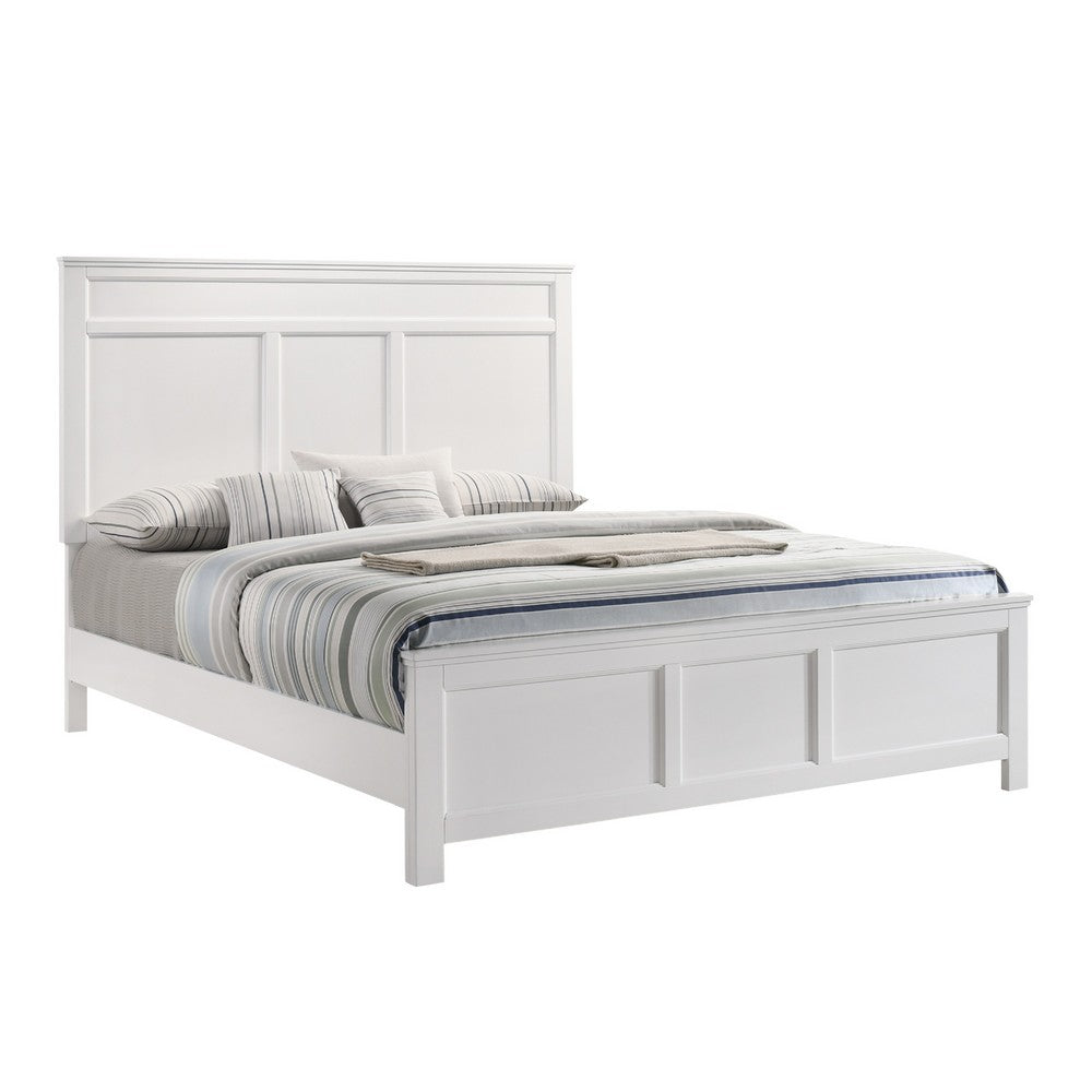 Aani King Size Bed | Framed Headboard | Farmhouse White Finish
