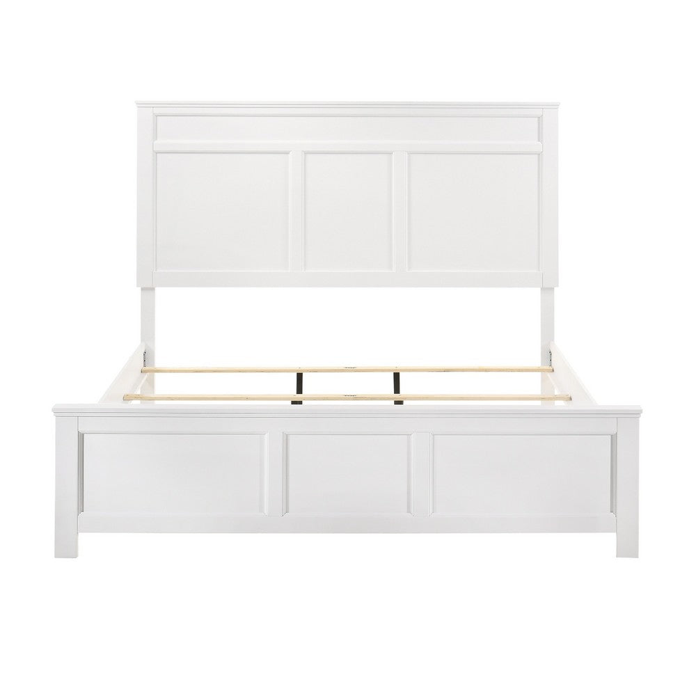 Aani King Size Bed | Framed Headboard | Farmhouse White Finish