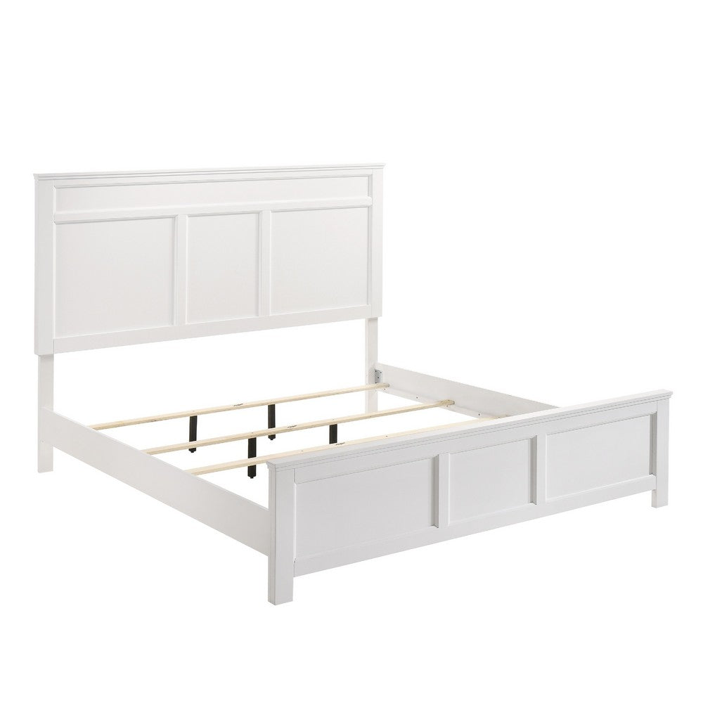 Aani King Size Bed | Framed Headboard | Farmhouse White Finish
