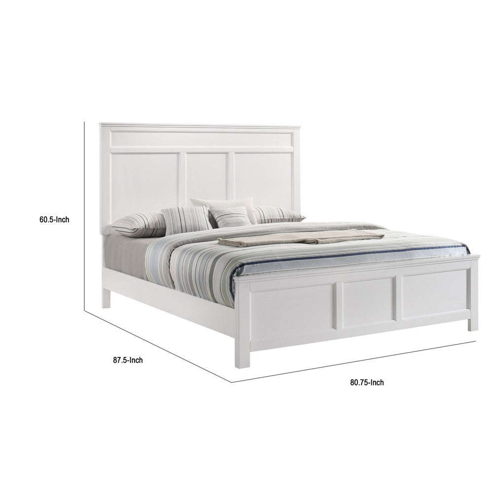 Aani King Size Bed | Framed Headboard | Farmhouse White Finish