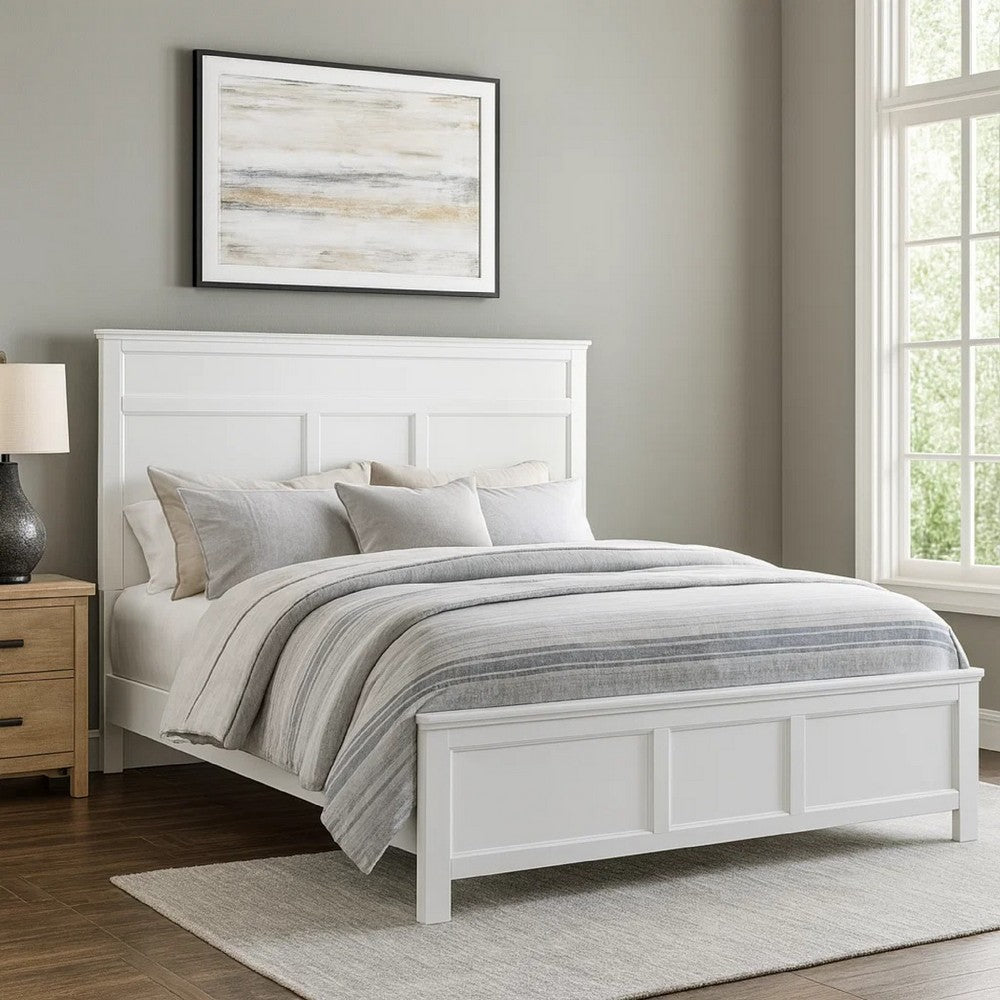 Aani King Size Bed | Framed Headboard | Farmhouse White Finish