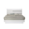 Pery Cal King Size Platform Bed | Glam White | Silver Accent LED Headboard