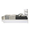 Pery Cal King Size Platform Bed | Glam White | Silver Accent LED Headboard