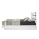 Pery Cal King Size Platform Bed | Glam White | Silver Accent LED Headboard
