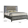 Ren California King Bed | Gray Upholstery | Storage Drawers | LED Black Pearl