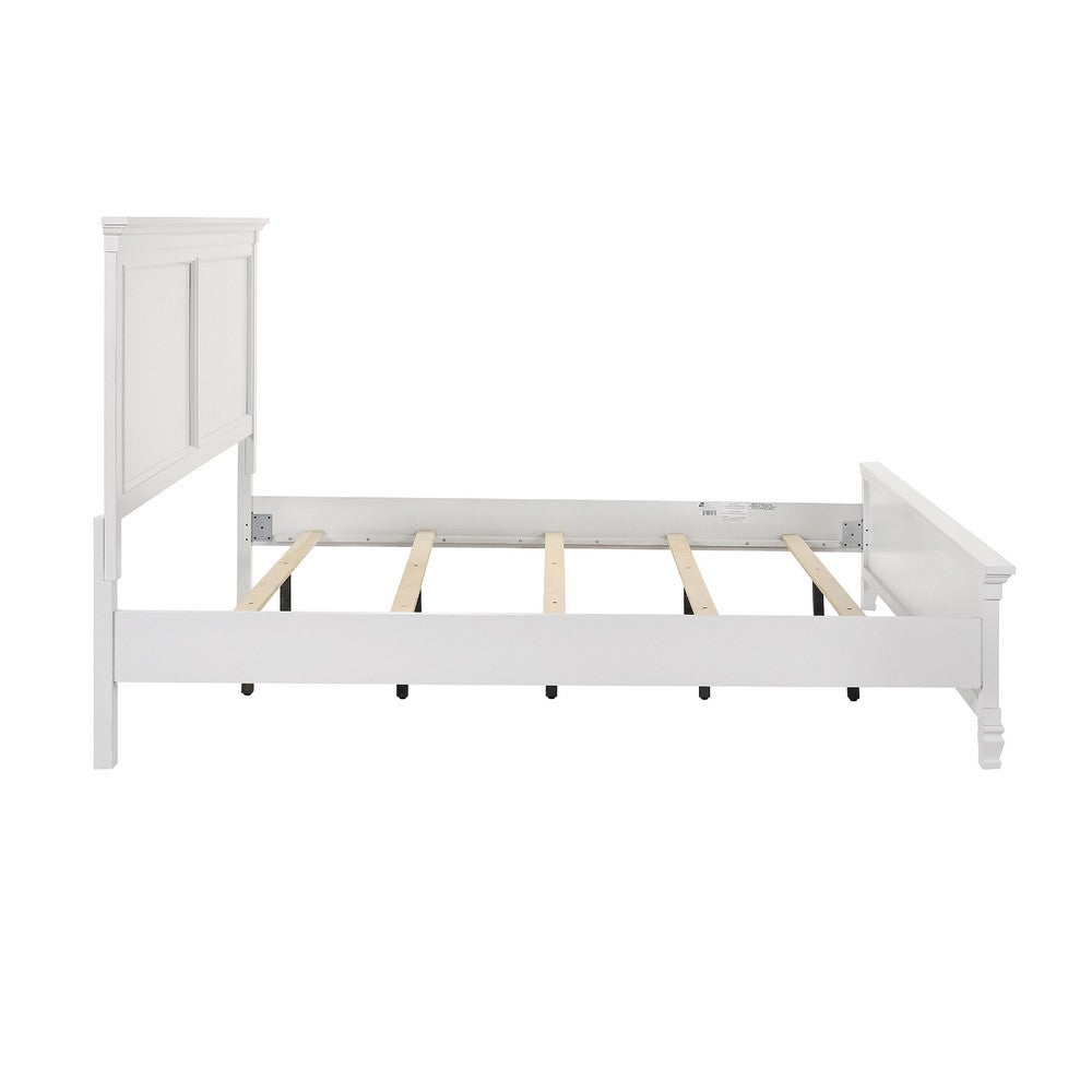 Umi King Size Bed | Solid Wood Panel Headboard | Farmhouse White