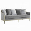 Fero Sofa w 5 Pillows I Gray Chenille I Champagne Wood Trim I 87"