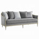 Fero Sofa w 5 Pillows I Gray Chenille I Champagne Wood Trim I 87"