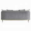 Fero Sofa w 5 Pillows I Gray Chenille I Champagne Wood Trim I 87"