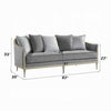 Fero Sofa w 5 Pillows I Gray Chenille I Champagne Wood Trim I 87"