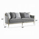 Fero Sofa w 5 Pillows I Gray Chenille I Champagne Wood Trim I 87"