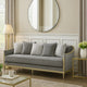 Fero Sofa w 5 Pillows I Gray Chenille I Champagne Wood Trim I 87"