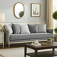 Fero Sofa w 5 Pillows I Gray Chenille I Champagne Wood Trim I 87"