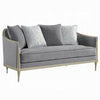 Fero Loveseat w 4 Pillows I Gray Chenille I Champagne Wood Trim I 71"