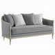Fero Loveseat w 4 Pillows I Gray Chenille I Champagne Wood Trim I 71"