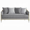 Fero Loveseat w 4 Pillows I Gray Chenille I Champagne Wood Trim I 71"