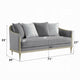 Fero Loveseat w 4 Pillows I Gray Chenille I Champagne Wood Trim I 71"