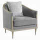 Fero Accent Chair w Pillow I Foam Fill Gray Chenille I Champagne Wood Trim