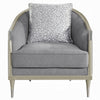 Fero Accent Chair w Pillow I Foam Fill Gray Chenille I Champagne Wood Trim