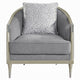 Fero Accent Chair w Pillow I Foam Fill Gray Chenille I Champagne Wood Trim