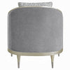 Fero Accent Chair w Pillow I Foam Fill Gray Chenille I Champagne Wood Trim