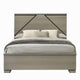 Anna Queen Bed I Panel Headboard w LED I Weathered Gray Wood I Modern Style