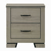 Anna Nightstand w 2 Drawers I Weathered Gray Wood I Black Metal Accents