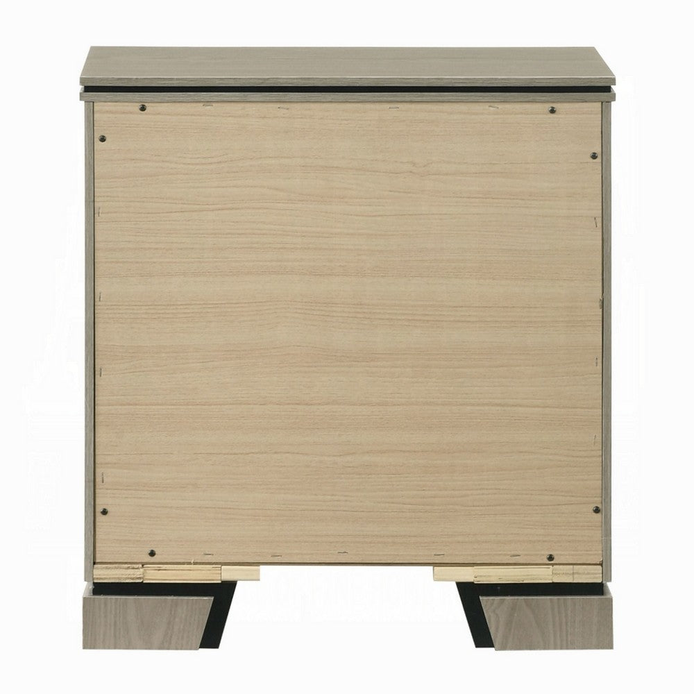 Anna Nightstand w 2 Drawers I Weathered Gray Wood I Black Metal Accents