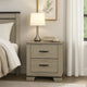 Anna Nightstand w 2 Drawers I Weathered Gray Wood I Black Metal Accents