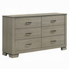 Anna Wide Dresser w 6 Drawers I Weathered Gray Wood I Black Metal Accents